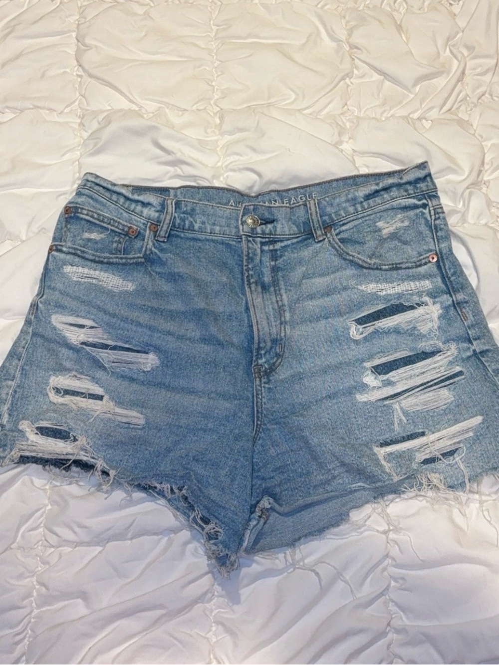 American Eagle Outfitters Light Wash Distressed Jean Shorts